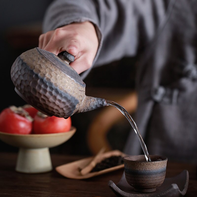 Avelena | Japanische Keramik Kyusu Teekanne chinesische Kung Fu Teekanne Trinkgeschirr 200ml