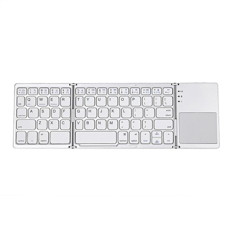 Avelena | B033 Wiederaufladbare 3-fach faltbare 64 Tasten Bluetooth Wireless Tastatur mit Touchpad (Silber)