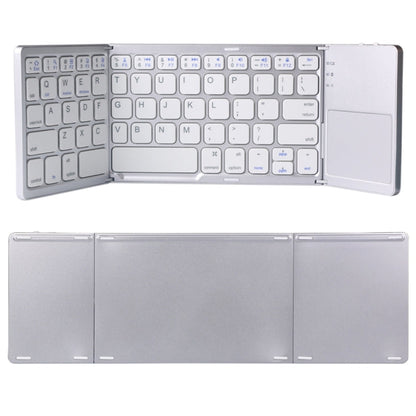 Avelena | B033 Wiederaufladbare 3-fach faltbare 64 Tasten Bluetooth Wireless Tastatur mit Touchpad (Silber)