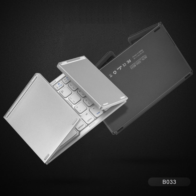 Avelena | B033 Wiederaufladbare 3-fach faltbare 64 Tasten Bluetooth Wireless Tastatur mit Touchpad (Silber)