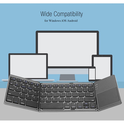 Avelena | B033 Wiederaufladbare 3-fach faltbare 64 Tasten Bluetooth Wireless Tastatur mit Touchpad (Silber)