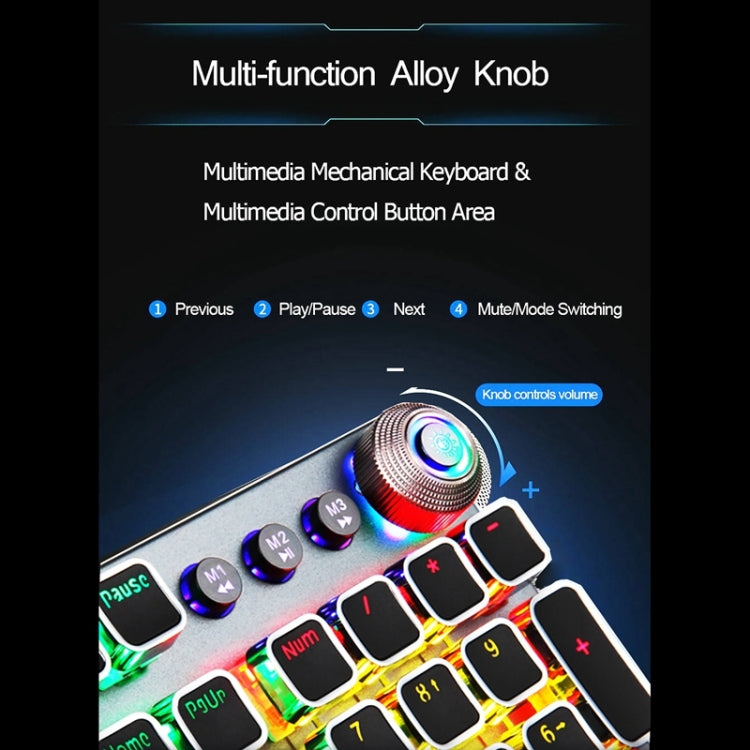 Avelena | AULA F2088 108 Tasten Mixed Light Plating Punk Mechanisch Brauner Schalter Verkabelte USB Gaming-Tastatur mit Metallknopf (Silber)