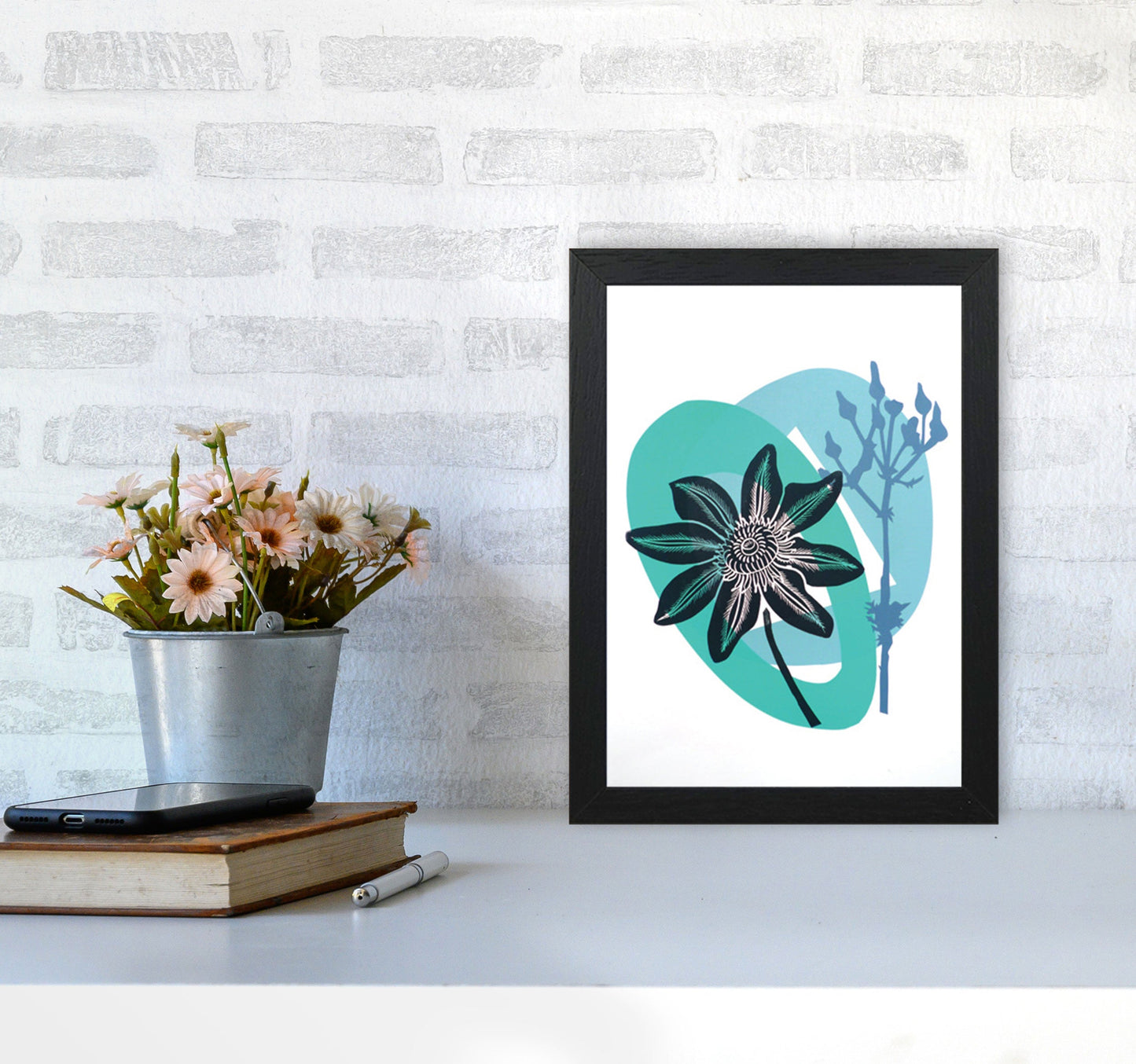 Avelena | Clematis & Jakobskreuzkraut Postkarte Kunstdokument