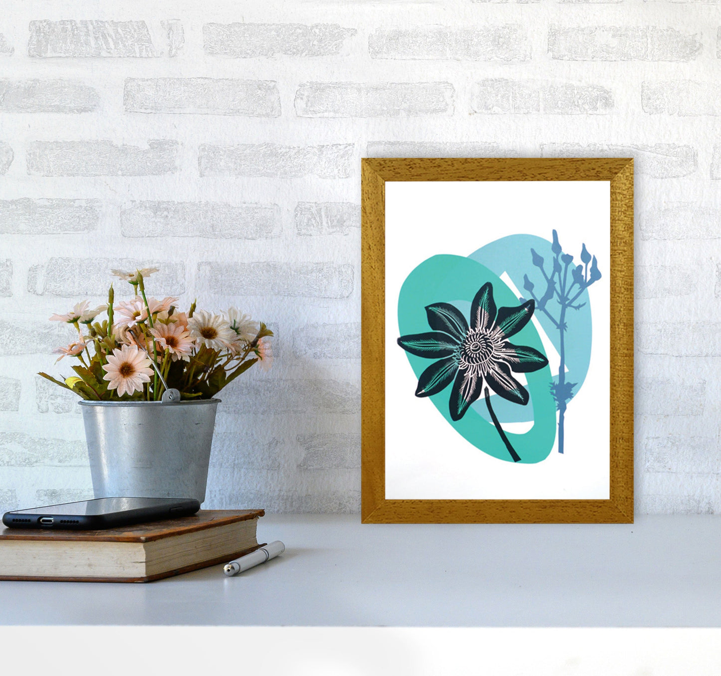 Avelena | Clematis & Jakobskreuzkraut Postkarte Kunstdokument