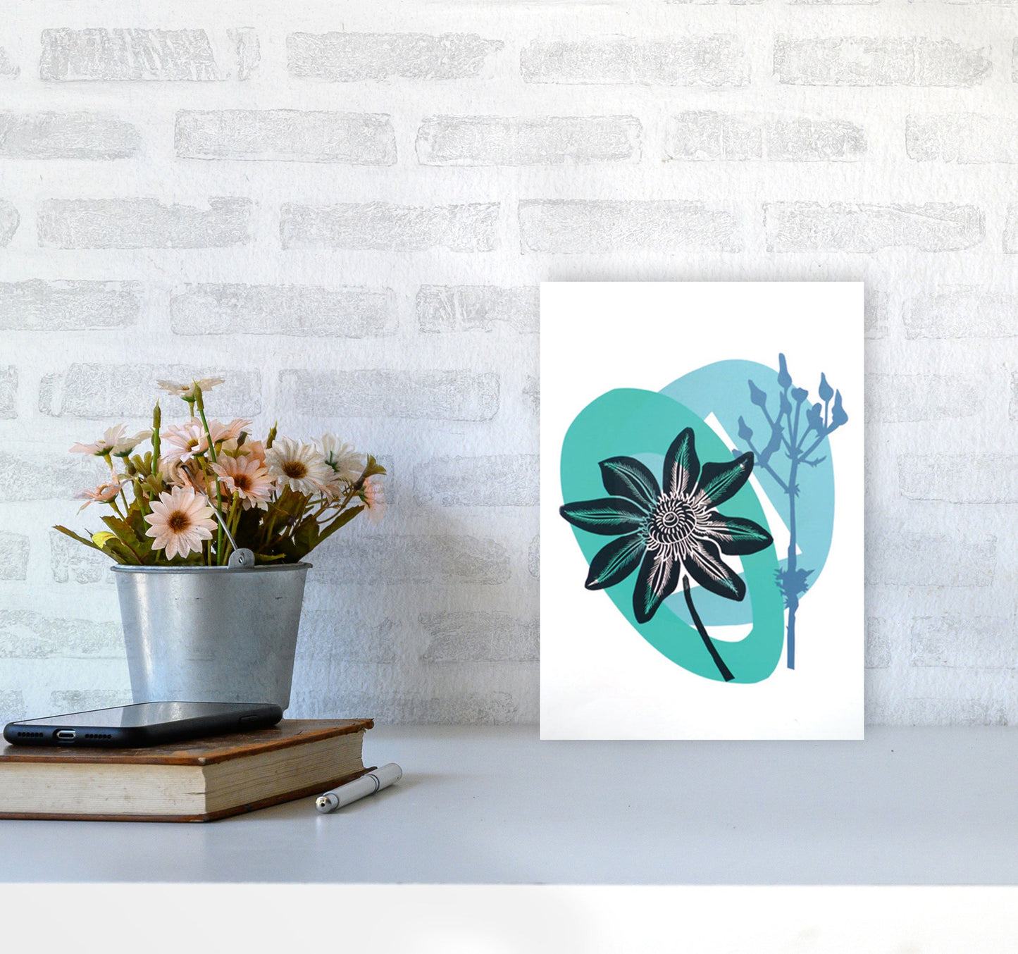 Avelena | Clematis & Jakobskreuzkraut Postkarte Kunstdokument
