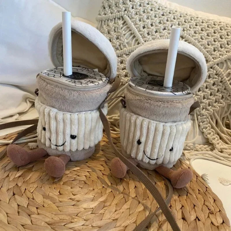 Avelena | Niedlicher glücklicher Kaffeetassenhalter Plüschbeutel