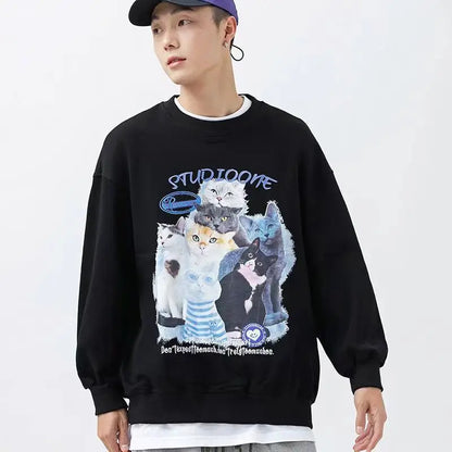 Avelena | Lässiges Sweatshirt mit Katzenmotiv aus Baumwolle