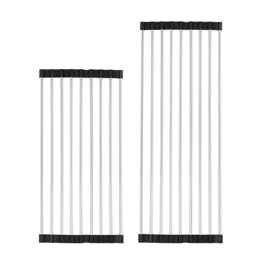 Avelena | Edelstahl Faltbarer Geschirrabtropfständer – Platzsparender Küchenspülenabfluss mit Filterrolle