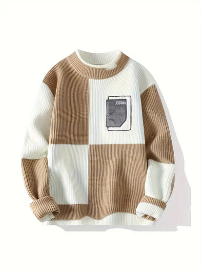 Avelena | Herren Kontrastfarbe All-Match Strickpulli