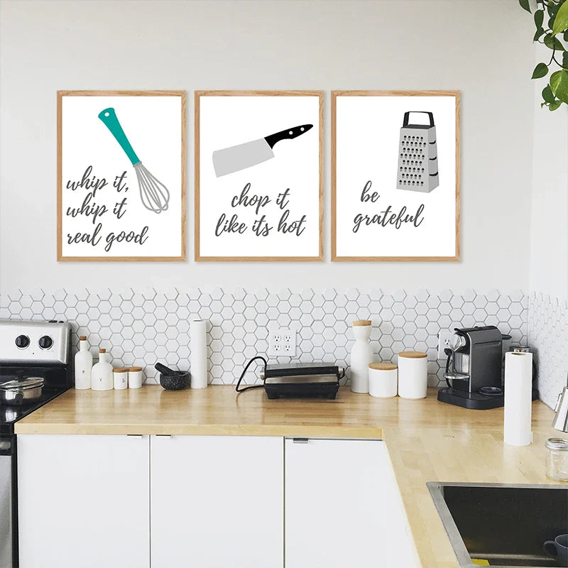 Avelena | Küchenchef-Ausrüstung Lustige Zitate Poster Wandkunst Fine Art Leinwanddruck Bilder für Küche Café Diner Kulinarik Backkunst Kreative Wohnkultur