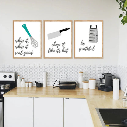 Avelena | Küchenchef-Ausrüstung Lustige Zitate Poster Wandkunst Fine Art Leinwanddruck Bilder für Küche Café Diner Kulinarik Backkunst Kreative Wohnkultur