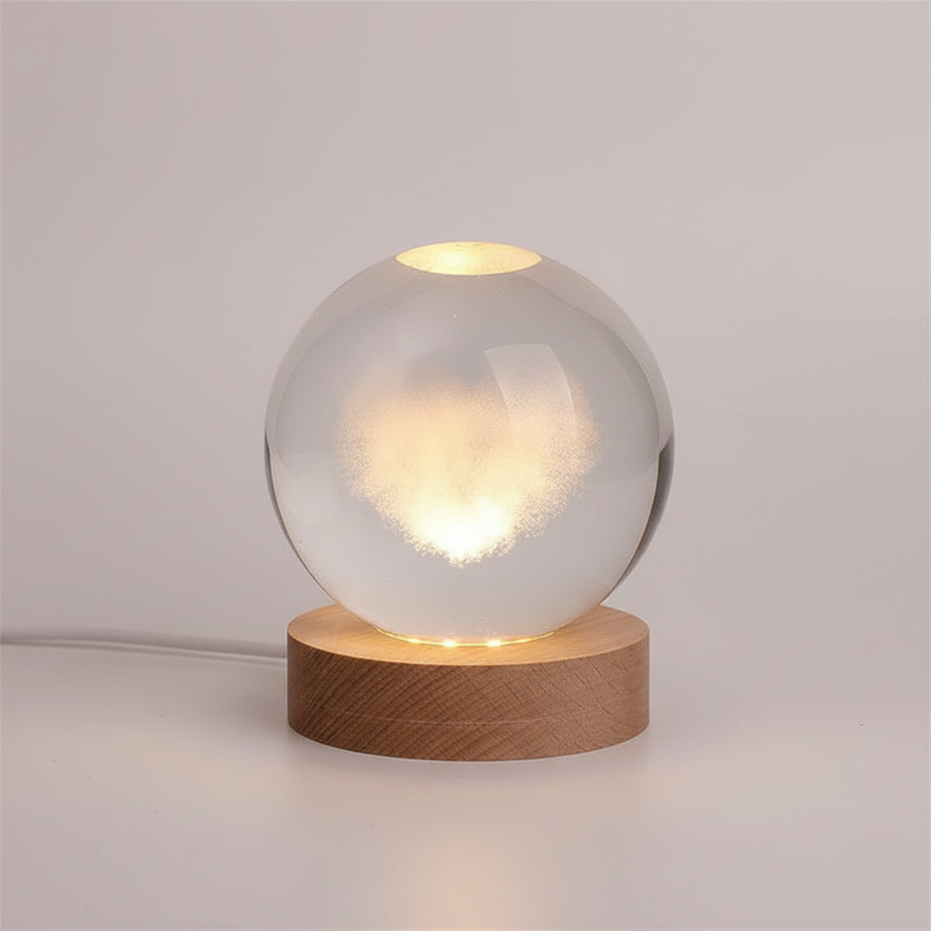 Avelena | AstroGlobe 3D Lampe – Spherical Holz Tischlampe mit warmem LED Licht und Planetendesign