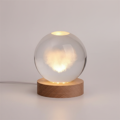 Avelena | AstroGlobe 3D Lampe – Spherical Holz Tischlampe mit warmem LED Licht und Planetendesign