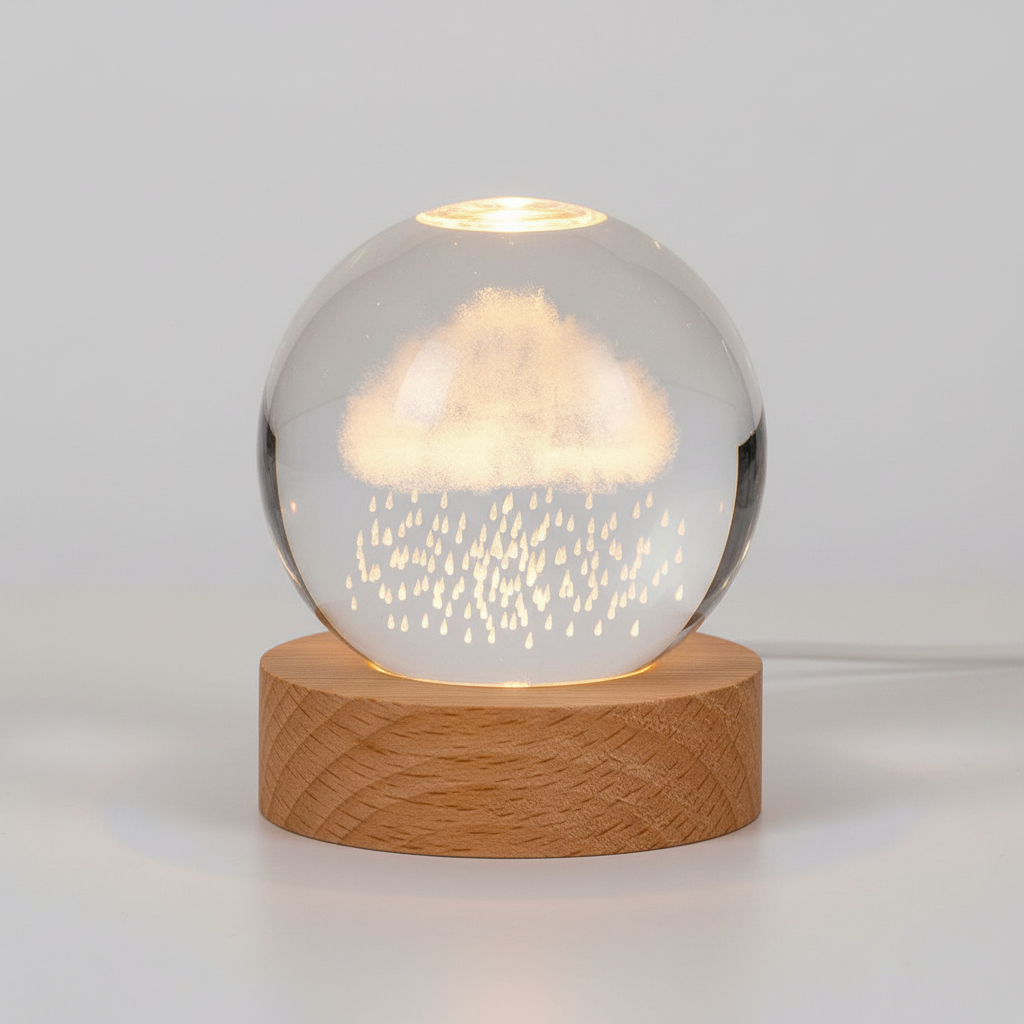 Avelena | AstroGlobe 3D Lampe – Spherical Holz Tischlampe mit warmem LED Licht und Planetendesign