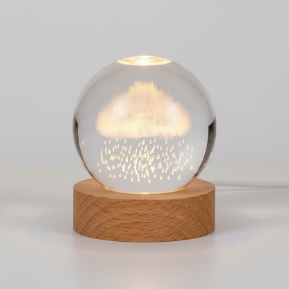 Avelena | AstroGlobe 3D Lampe – Spherical Holz Tischlampe mit warmem LED Licht und Planetendesign