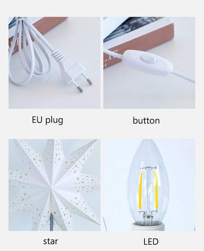 Avelena | StellarGlow | Strahlende LED-Stern-Tischlampe – Holzfuß Umgebungslicht für Schlafzimmer & Wohnzimmer Dekor