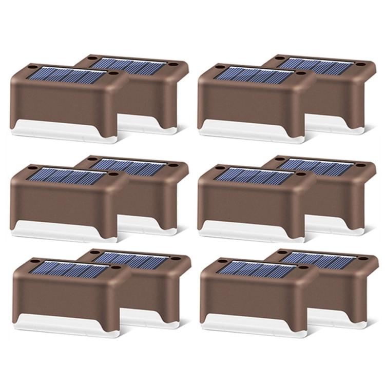 Avelena | 12 PCS Solar Powered LED Außenstufenlicht IP65 wasserdicht Gartenlampe, warmweißes Licht (Braun)