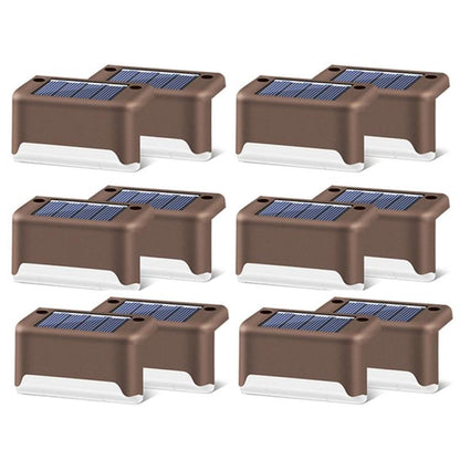 Avelena | 12 PCS Solar Powered LED Außenstufenlicht IP65 wasserdicht Gartenlampe, warmweißes Licht (Braun)