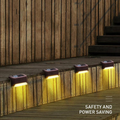 Avelena | 12 PCS Solar Powered LED Außenstufenlicht IP65 wasserdicht Gartenlampe, warmweißes Licht (Braun)