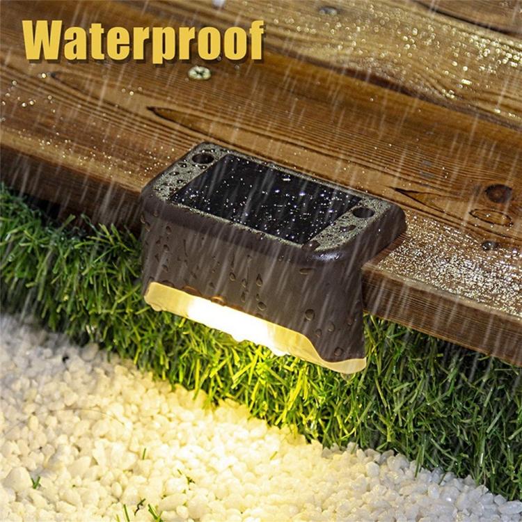 Avelena | 12 PCS Solar Powered LED Außenstufenlicht IP65 wasserdicht Gartenlampe, warmweißes Licht (Braun)