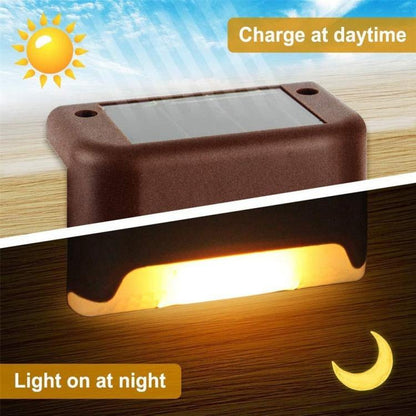 Avelena | 12 PCS Solar Powered LED Außenstufenlicht IP65 wasserdicht Gartenlampe, warmweißes Licht (Braun)