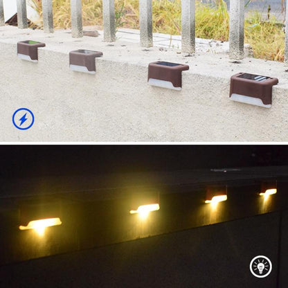 Avelena | 12 PCS Solar Powered LED Außenstufenlicht IP65 wasserdicht Gartenlampe, warmweißes Licht (Braun)