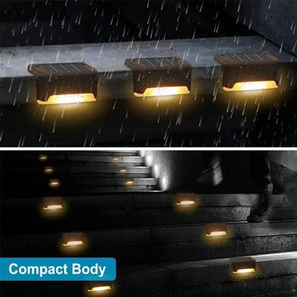 Avelena | 12 PCS Solar Powered LED Außenstufenlicht IP65 wasserdicht Gartenlampe, warmweißes Licht (Braun)