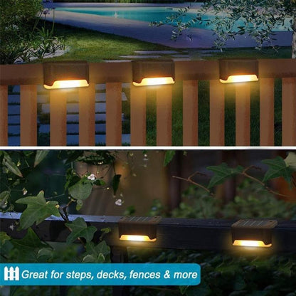 Avelena | 12 PCS Solar Powered LED Außenstufenlicht IP65 wasserdicht Gartenlampe, warmweißes Licht (Braun)
