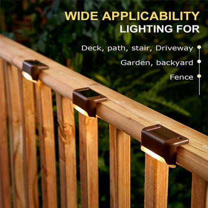 Avelena | 12 PCS Solar Powered LED Außenstufenlicht IP65 wasserdicht Gartenlampe, warmweißes Licht (Braun)