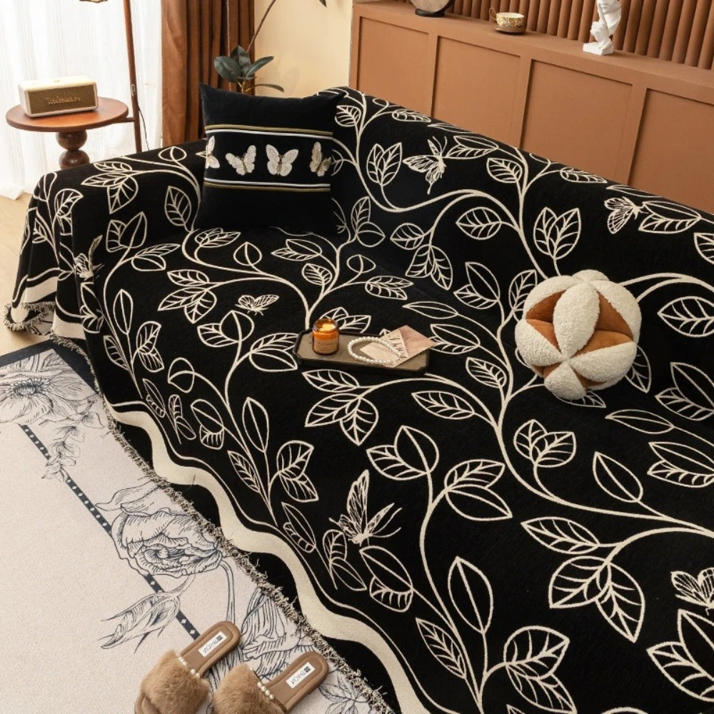 Avelena | Blätter inspiriert Luxus Chenille Sofabezug