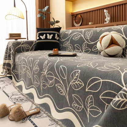 Avelena | Blätter inspiriert Luxus Chenille Sofabezug