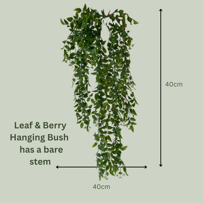 Avelena | Künstliches Blatt & Beeren Hängender Busch Grün