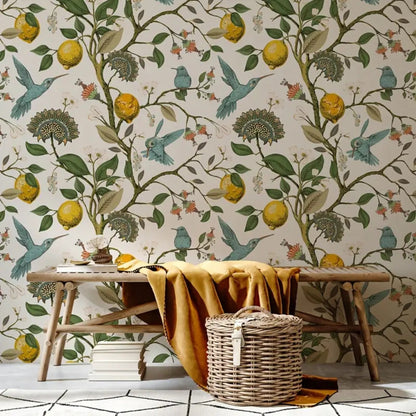 Avelena | Zitronen Blauhäher PVC Klebe Tapete