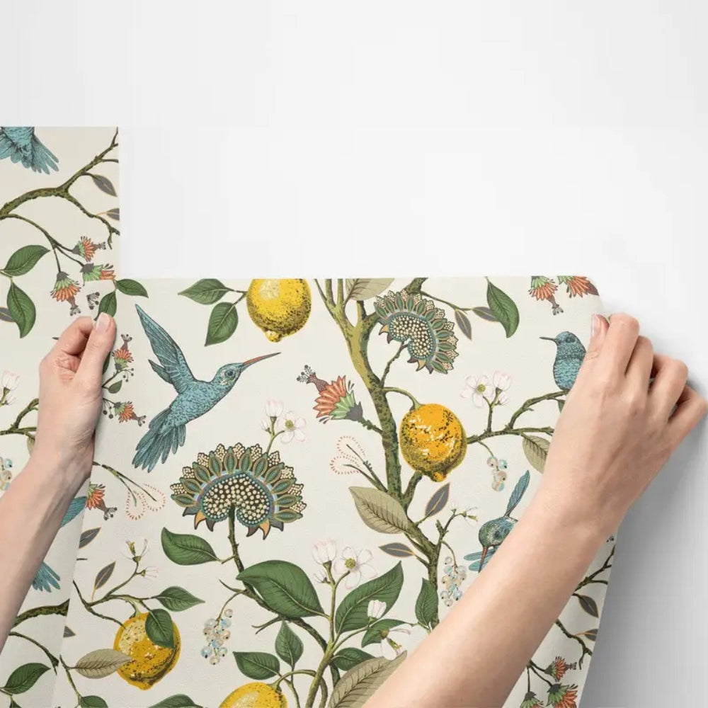 Avelena | Zitronen Blauhäher PVC Klebe Tapete
