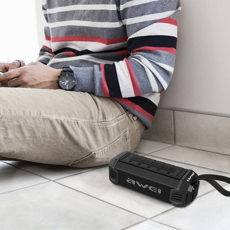 Avelena | awei Y280 IPX4 Bluetooth-Lautsprecher Powerbank mit verbessertem Bass, eingebautem Mikrofon, Unterstützung für FM / USB / TF-Karte / AUX (Grün)