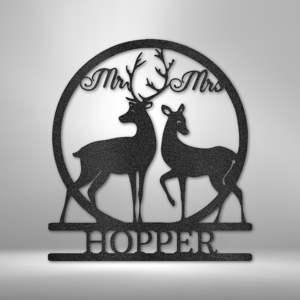 Avelena | und Mrs Deer Monogramm Stahl-Schild
