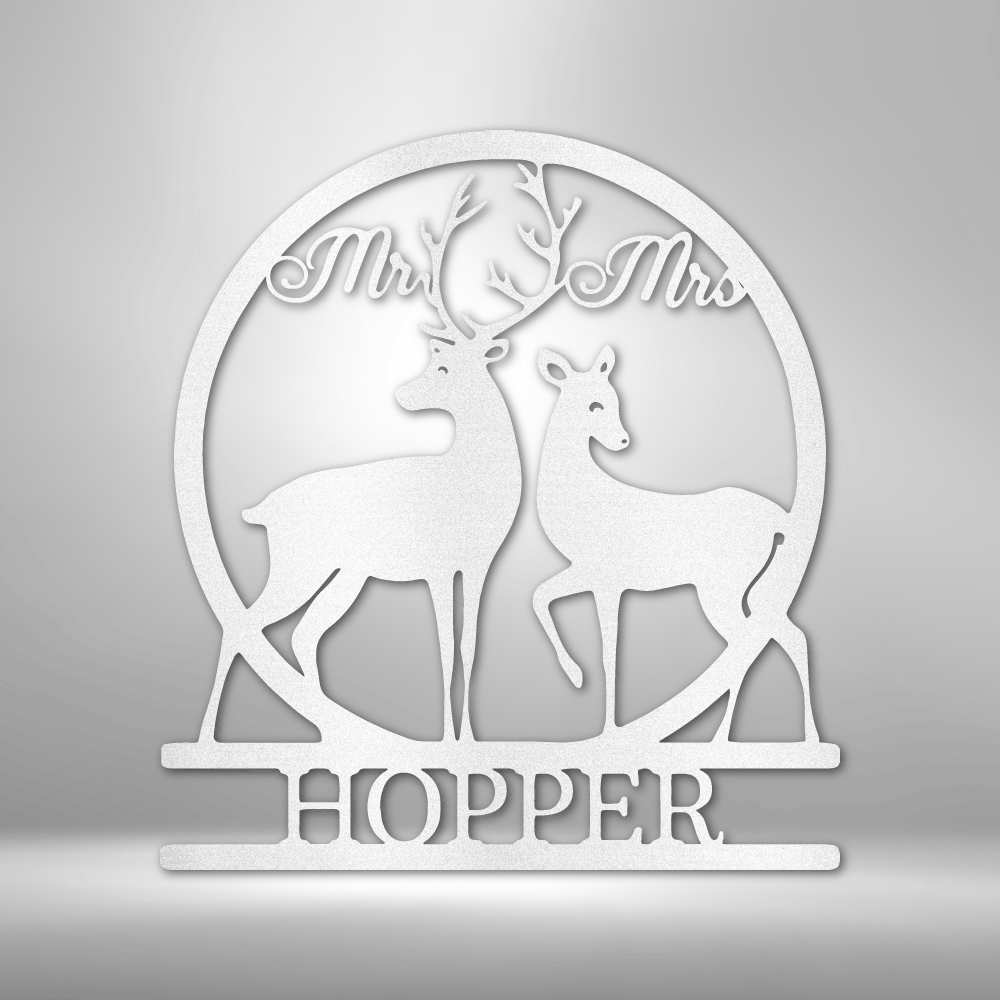 Avelena | und Mrs Deer Monogramm Stahl-Schild