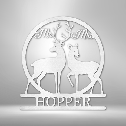Avelena | und Mrs Deer Monogramm Stahl-Schild