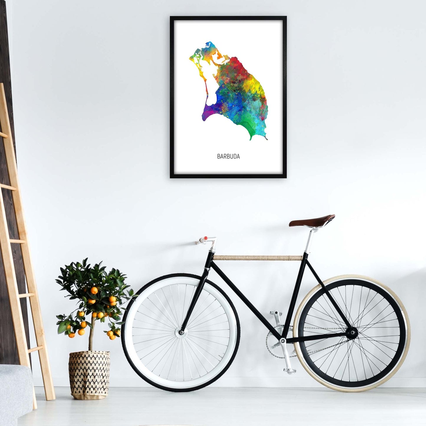 Avelena | Barbuda Aquarellkarte Kunstdruck von Michael Tompsett