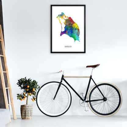 Avelena | Barbuda Aquarellkarte Kunstdruck von Michael Tompsett