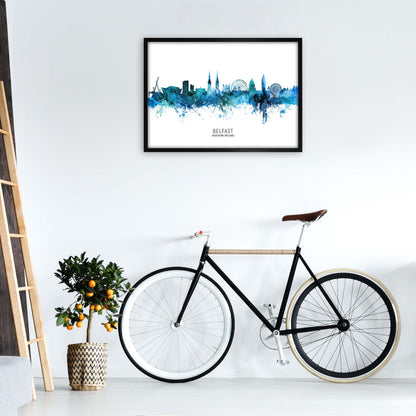 Avelena | Belfast Nordirland Skyline Blau ByName von Michael Tompsett