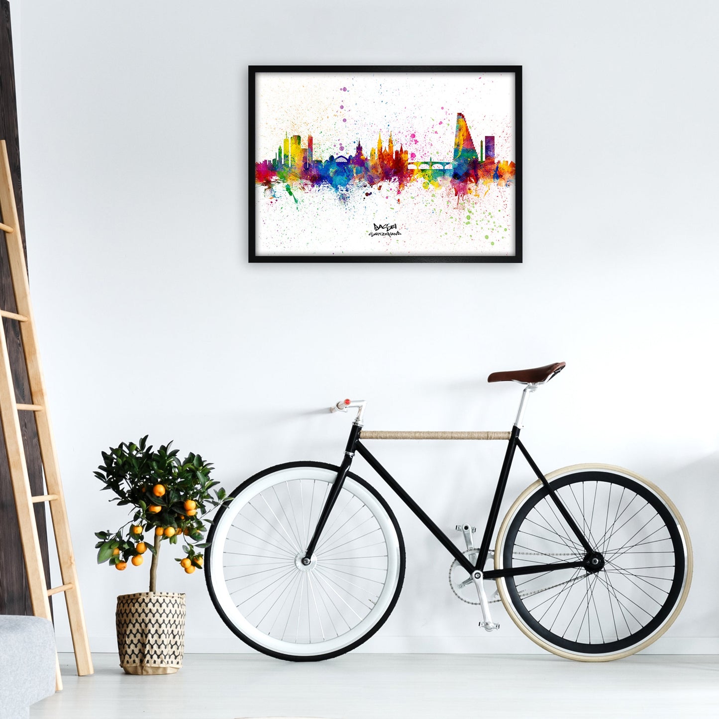 Avelena | Basel Schweiz Skyline Splash Kunstdruck von Michael Tompsett