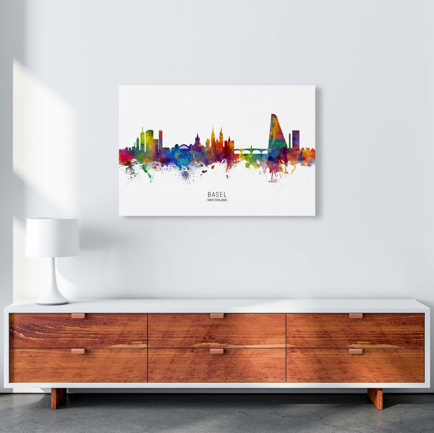 Avelena | Basel Schweiz Skyline Kunstdruck von Michael Tompsett