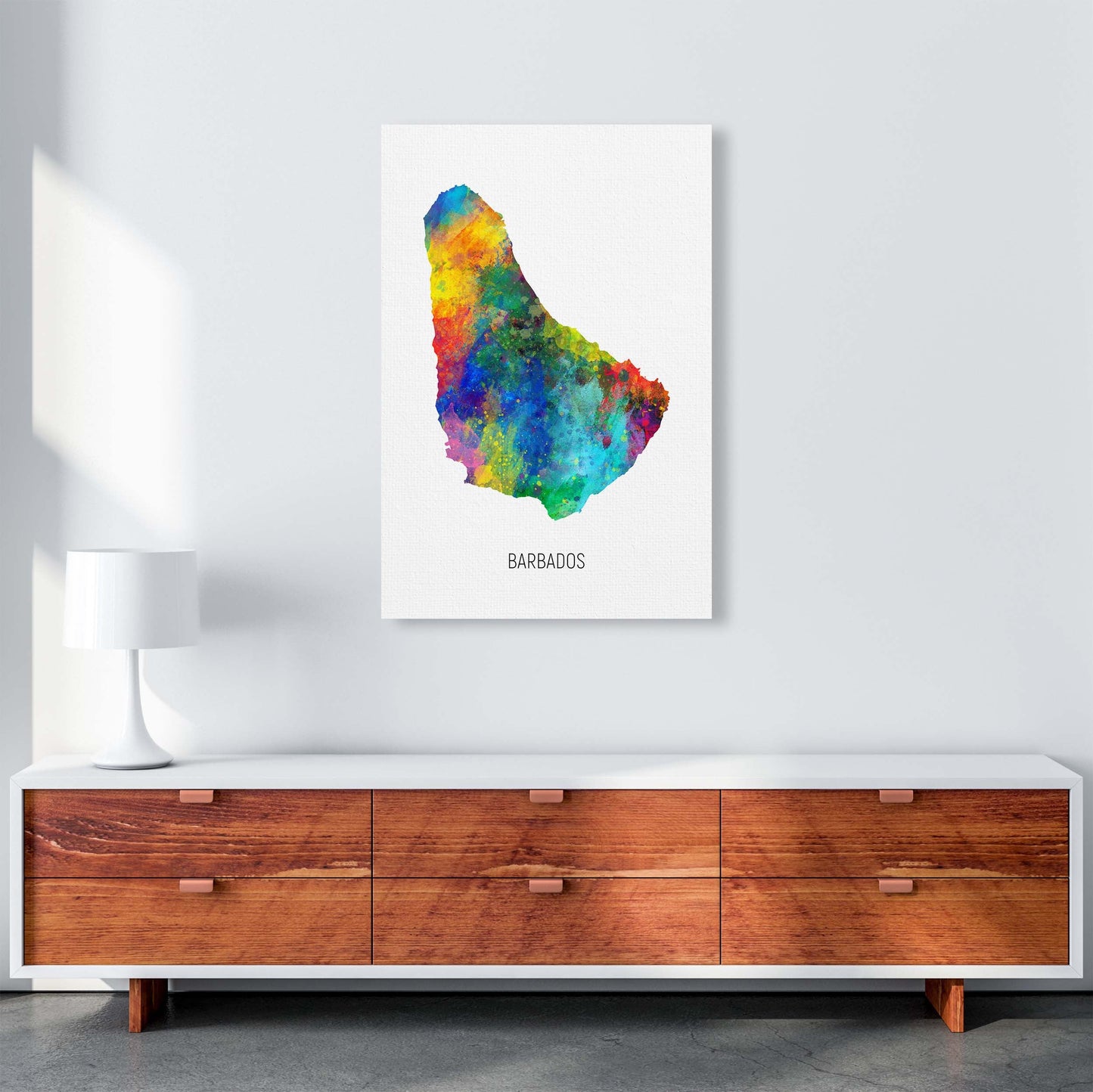 Avelena | Barbados Aquarellkarte Kunstdruck von Michael Tompsett