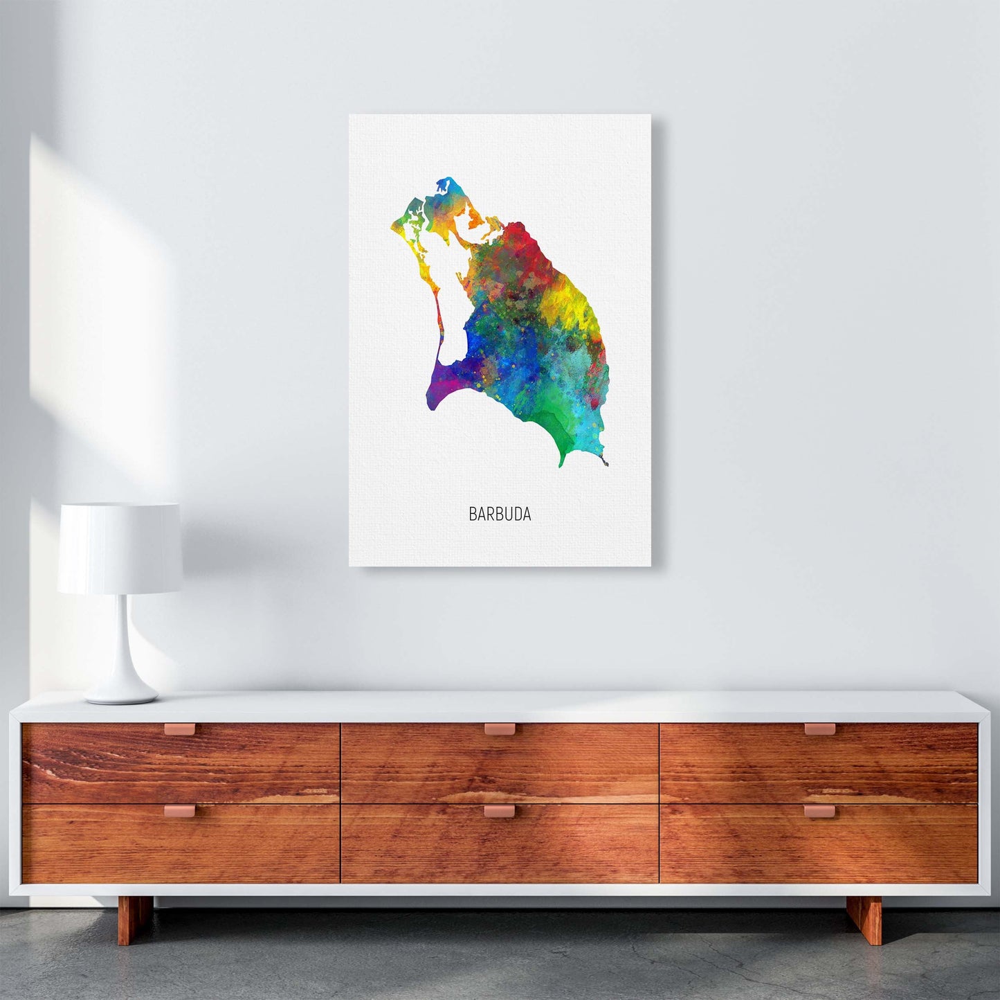 Avelena | Barbuda Aquarellkarte Kunstdruck von Michael Tompsett