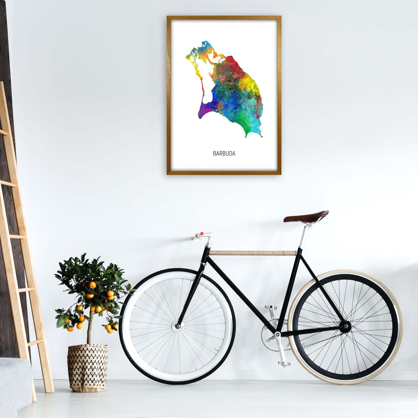 Avelena | Barbuda Aquarellkarte Kunstdruck von Michael Tompsett