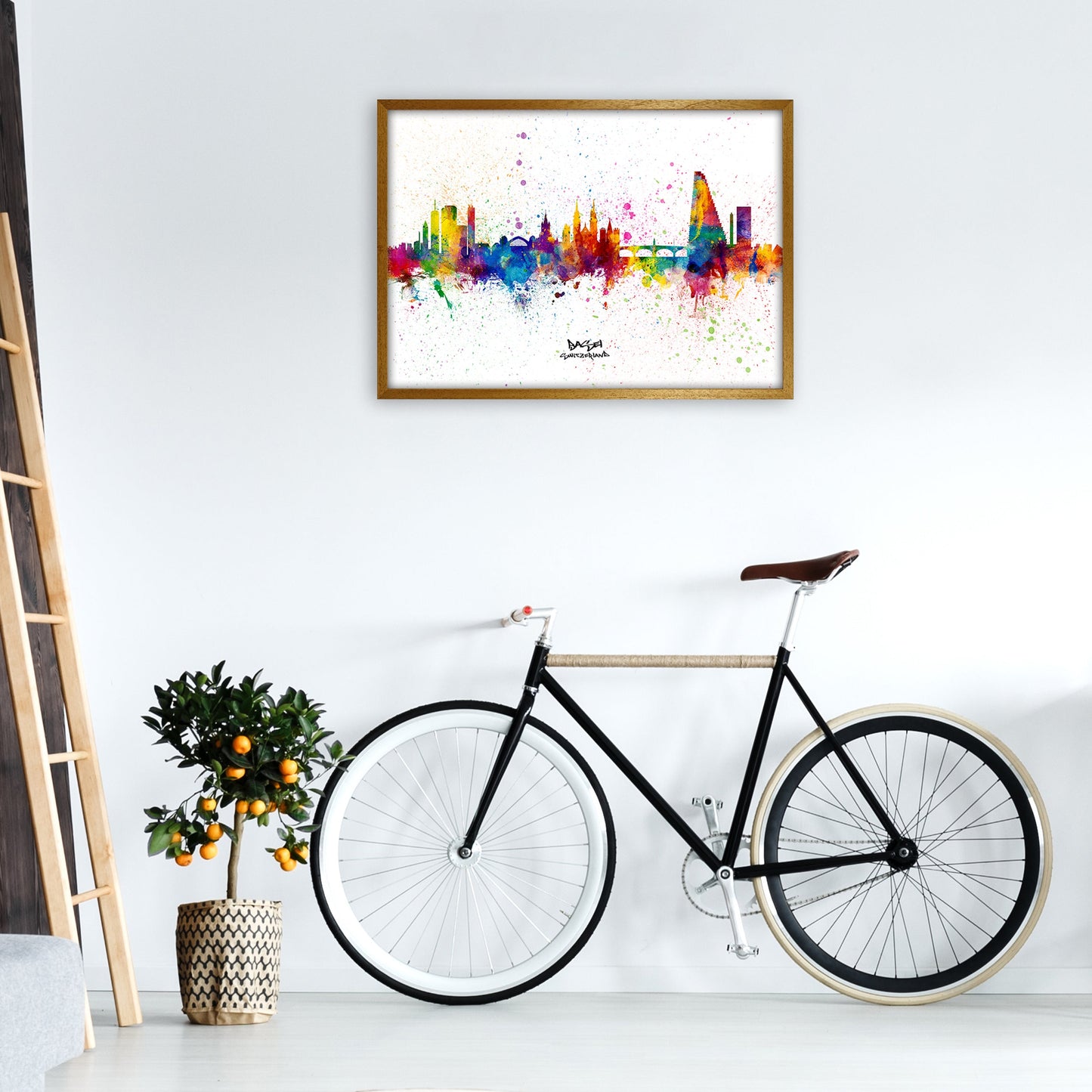 Avelena | Basel Schweiz Skyline Splash Kunstdruck von Michael Tompsett