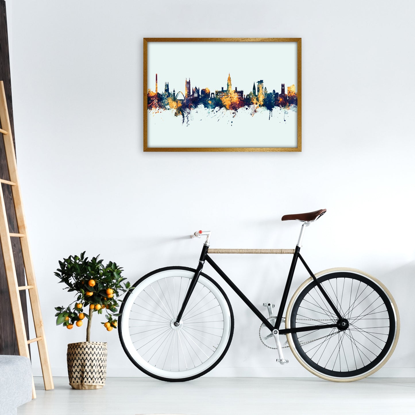 Avelena | Bolton England Skyline Blau Orange Kunstdruck