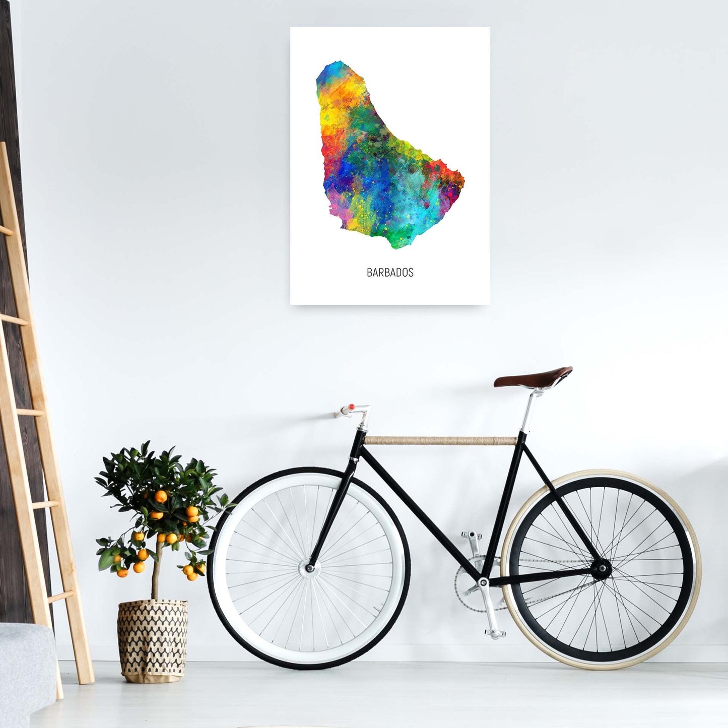 Avelena | Barbados Aquarellkarte Kunstdruck von Michael Tompsett