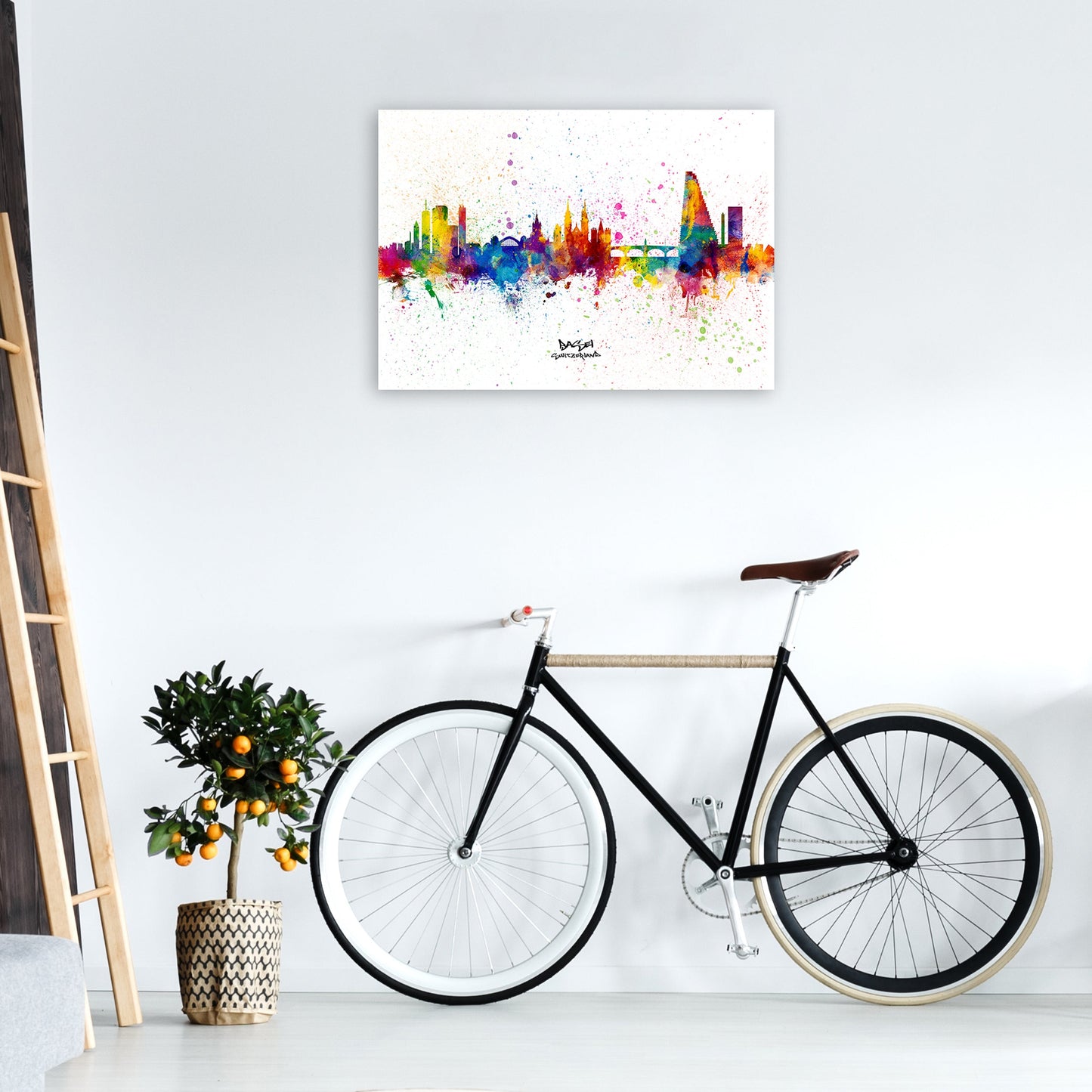 Avelena | Basel Schweiz Skyline Splash Kunstdruck von Michael Tompsett